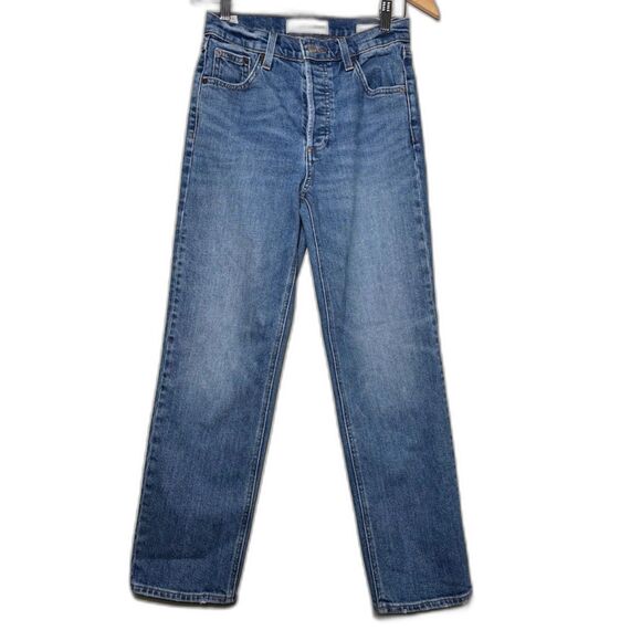 Aritzia Denim - Aritzia Denim Forum Arlo High Rise Straight Jeans Size 25 Medium Wash Blue
